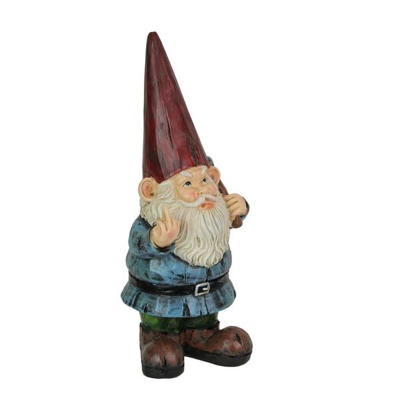12in Grumpy Gnome Flipping The Bird Garden Sculpture Home Decor Outdoor Statue - Picture 1 of 8